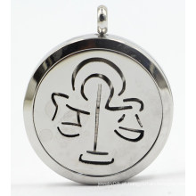 Libra 30mm Rd Aço Inoxidável Perfume Diffuser Locket Pingente